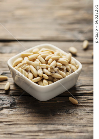 pine nut on the wooden table pine nut on the wooden table 66022261