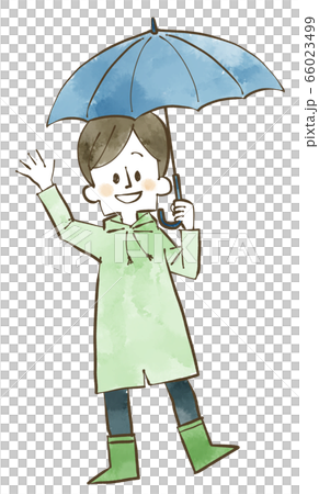 男子手持一把傘水彩 66023499