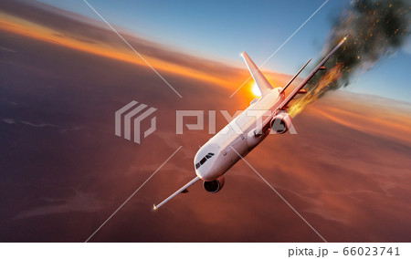 Flying aircraft with exploding aero engine Flying aircraft with exploding aero engine 66023741