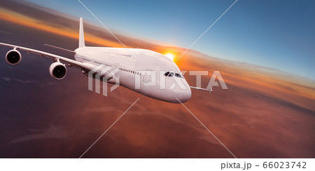 Huge two-storey passengers commercial airplane Huge two-storey passengers commercial airplane 66023742