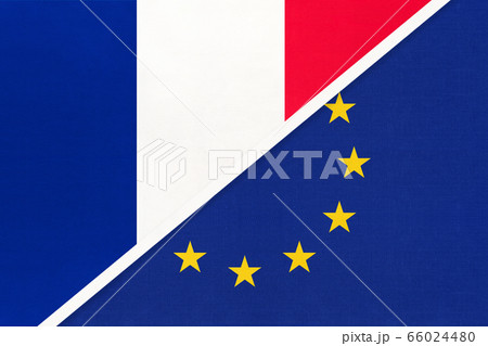 France and European Union or EU national flag from textile 66024480