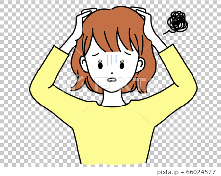 女性　頭を抱えて落ち込む 66024527