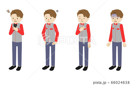 男性のキャラクターの立ち姿4ポーズのイラストセットのイラスト素材
