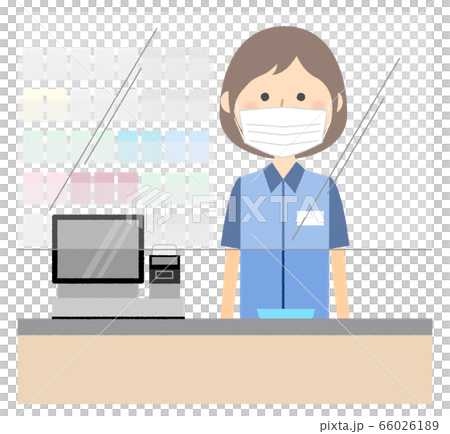 Female clerk cash register infection countermeasures 66026189