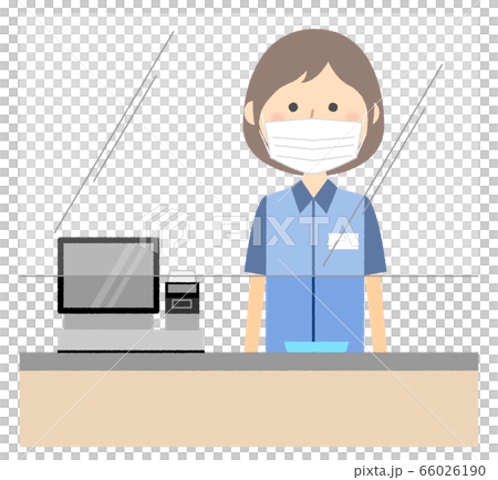 Female clerk cash register infection countermeasures 66026190