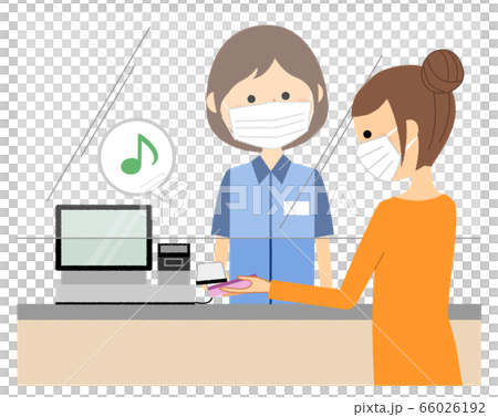 Female clerk cashless payment infection countermeasures Female clerk cashless payment infection countermeasures 66026192