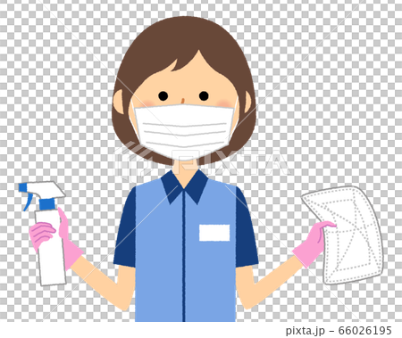 除菌＆消毒する女性店員 66026195