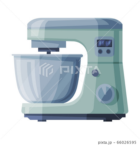 Food Processor with Bowl, Household Kitchen Appliance Flat Style Vector Illustration on White Background 66026595