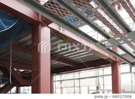 建設現場 鉄骨造の狭小ビルイメージ ラーメン構造 建設現場 鉄骨造の狭小ビルイメージ ラーメン構造 66027008