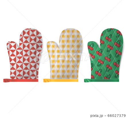 Realistic Detailed 3d Textile Cooking Gloves Set. Vector 66027379