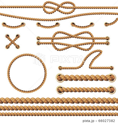 Realistic Detailed 3d Rope Elements Set Vectorのイラスト素材