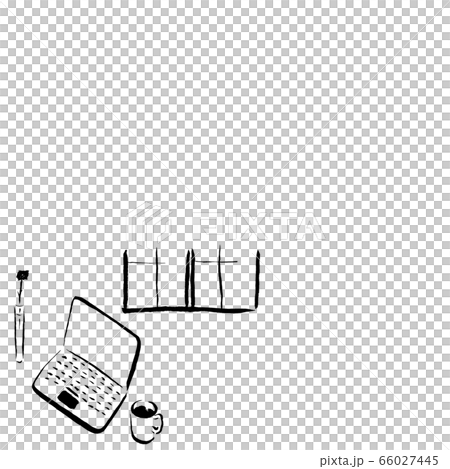 部屋の中のパソコン (墨の線のイラスト) 部屋の中のパソコン (墨の線のイラスト) 66027445