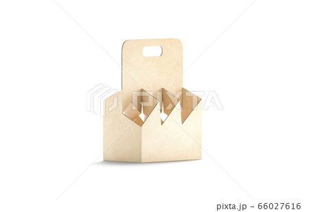 Blank craft cardboard bottle holder mockup, half-turned view 66027616