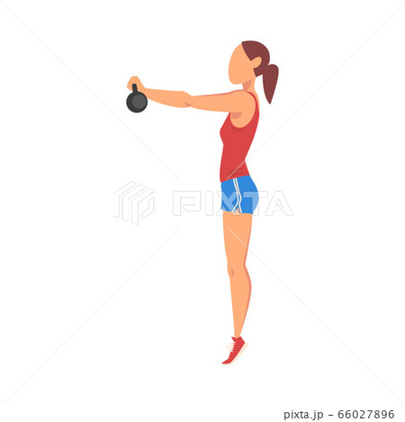 Woman Doing Exercise Lifting Kettlebell, Girl Doing Sports Firming her Body, Buttock Workout Vector Illustration on White Background Woman Doing Exercise Lifting Kettlebell, Girl Doing Sports Firming her Body, Buttock Workout Vector Illustration on White Background 66027896