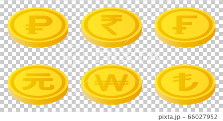 通貨記号とコインのセット 66027952