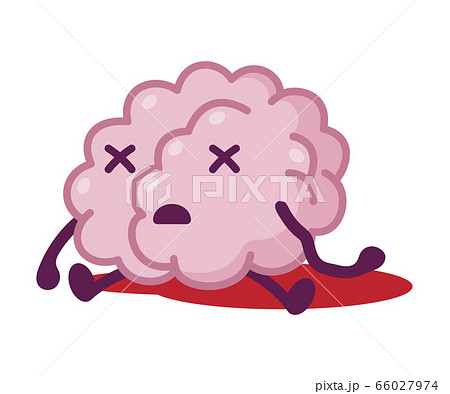 Dead Brain, Funny Human Nervous System Organ Cartoon Character Vector Illustration on White Background 66027974