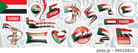 Vector set of the national flag of Sudan in various creative designs 66028823