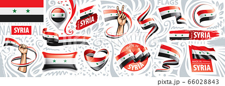 Vector set of the national flag of Syria in various creative designs 66028843