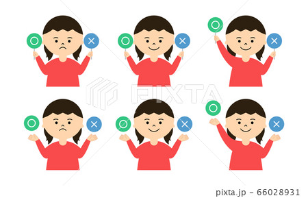 女の子 まるばつ 長袖のイラスト素材