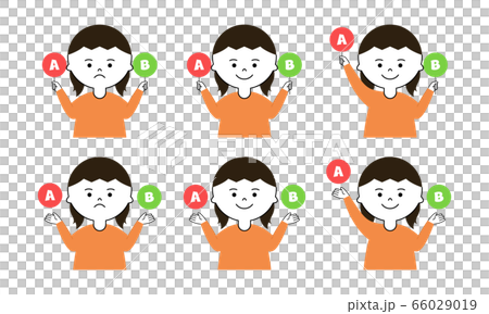 女の子 比較 セットのイラスト素材