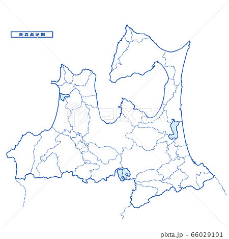 青森県地図 シンプル白地図 市区町村のイラスト素材