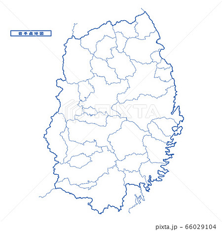 岩手県地図 シンプル白地図 市区町村