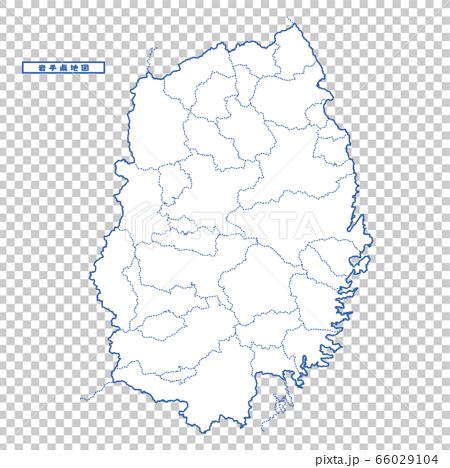 岩手県地図 シンプル白地図 市区町村のイラスト素材
