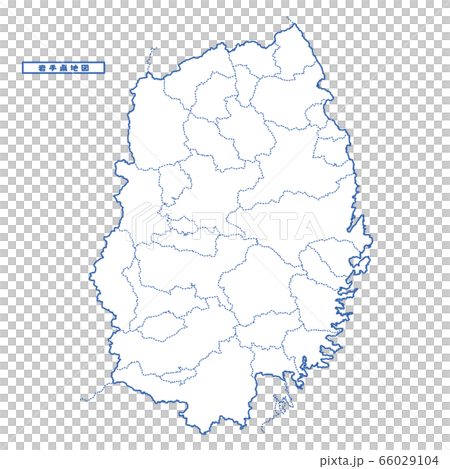 岩手県地図 シンプル白地図 市区町村のイラスト素材