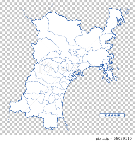 宮城県地図 シンプル白地図 市区町村のイラスト素材