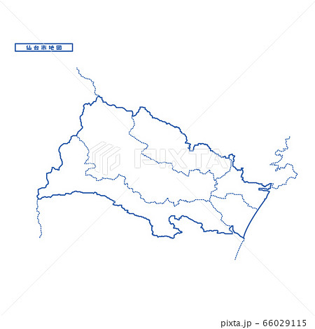 仙台市地図 シンプル白地図 市区町村のイラスト素材