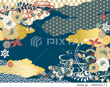 和柄背景素材レトロポップ日本シンプルフラットのイラスト素材