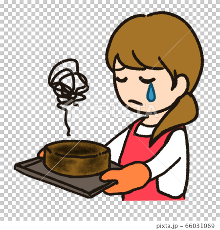 スポンジケーキを焦がした女性のイラスト素材 スポンジケーキを焦がした女性のイラスト素材