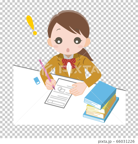 勉強していてひらめいた女の子のイラスト素材 勉強していてひらめいた女の子のイラスト素材
