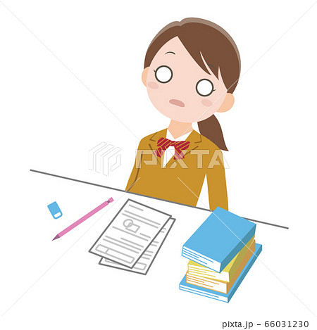 机に向かっているが勉強する気が起きない女の子 机に向かっているが勉強する気が起きない女の子 66031230