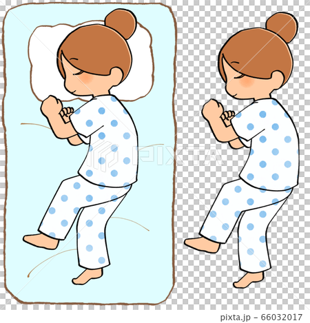 イラスト素材: 眠る女性　布団有無セット 66032017