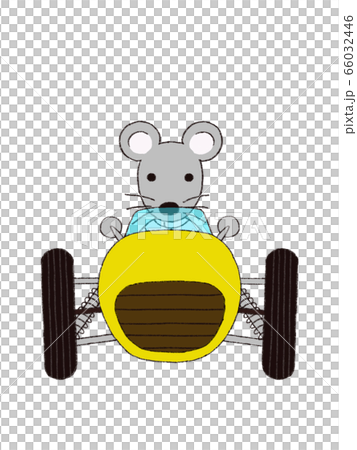 ネズミ レーシングカー イエローのイラスト素材
