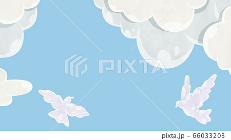 鳥の形の雲と青空イラストのイラスト素材