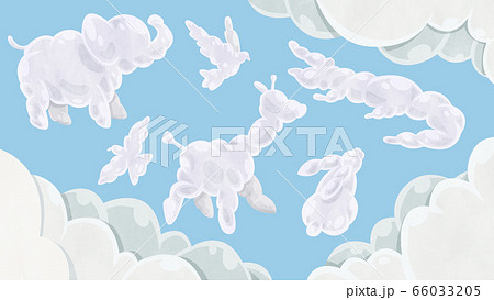 動物の形の雲いろいろイラストのイラスト素材