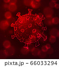 Coronavirus Cells or Bacteria Molecule. Virus COVID-19 Cell in Spherical Shape. Abstract Illustration in red Tints on dark background 66033294