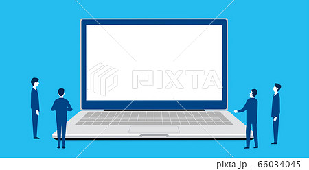 パソコンとビジネスチーム、テキストスペースのイラスト 66034045