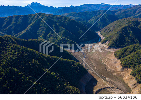 Mountains Lagoon Embalse Bullileo en region Maule Chile in summer 66034106
