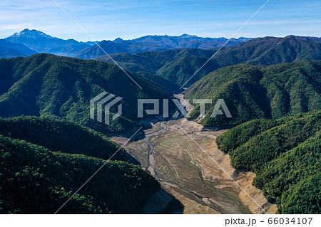 Mountains Lagoon Embalse Bullileo en region Maule Chile in summer 66034107