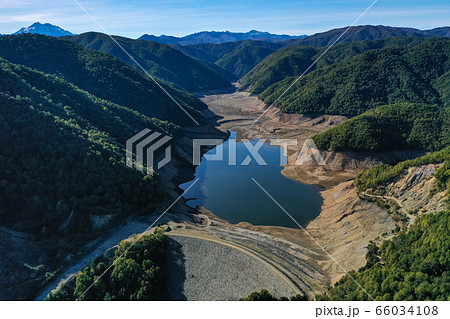 Mountains Lagoon Embalse Bullileo en region Maule Chile in summer Mountains Lagoon Embalse Bullileo en region Maule Chile in summer 66034108