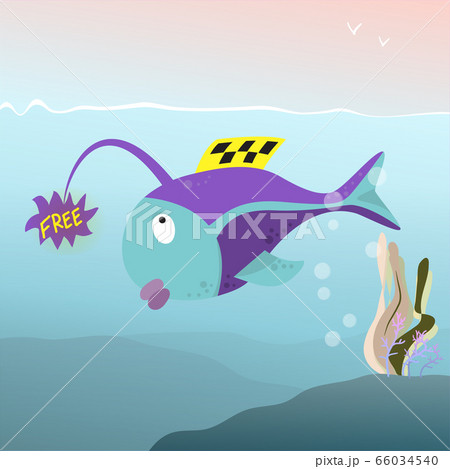 fish with a taxi sign under the water waiting for fish with a taxi sign under the water waiting for 66034540