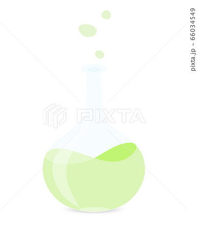 glass flask with green potion,  cartoon style 66034549