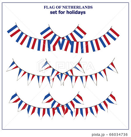 Set with flags of Netherlands with folds. Happy Netherlands day collection. 66034736