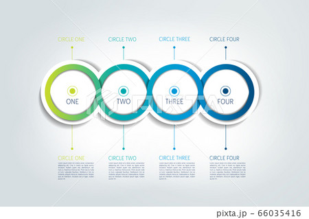 Circle connected 3D infographic. Four labels. Vector template. 66035416