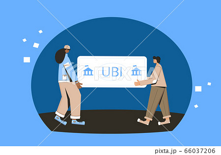 Unic city basic income. Vector flat color concept. 66037206