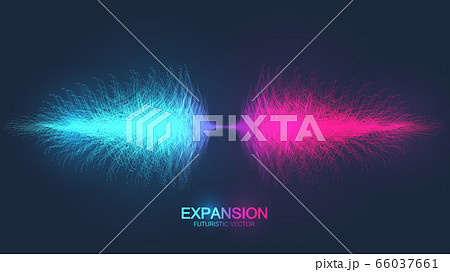 Expansion of life. Colorful explosion background with connected line and dots, wave flow. Visualization Quantum technology. Abstract graphic background explosion, motion burst, vector illustration Expansion of life. Colorful explosion background with connected line and dots, wave flow. Visualization Quantum technology. Abstract graphic background explosion, motion burst, vector illustration 66037661