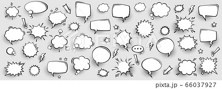 Collection of empty comic speech bubbles with halftone shadows. Hand drawn retro cartoon stickers 66037927